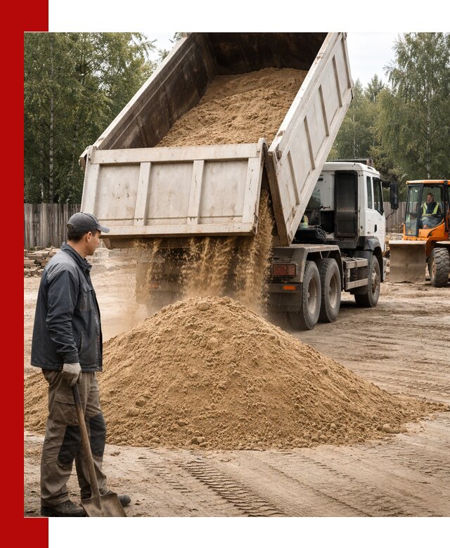 Доставка и продажа песка с разгрузкой в Алексине