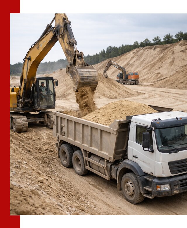 Доставка карьерного песка с самосвалами и разгрузкой в Алексине