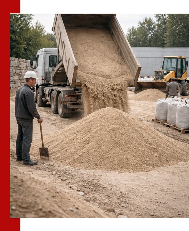 Кварцевый песок фракция 0–3 мм с доставкой в Алексине