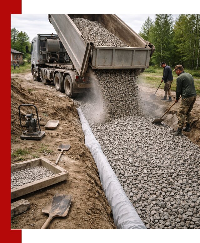 Гравий для дренажа с доставкой в Алексине качественный и недорогой