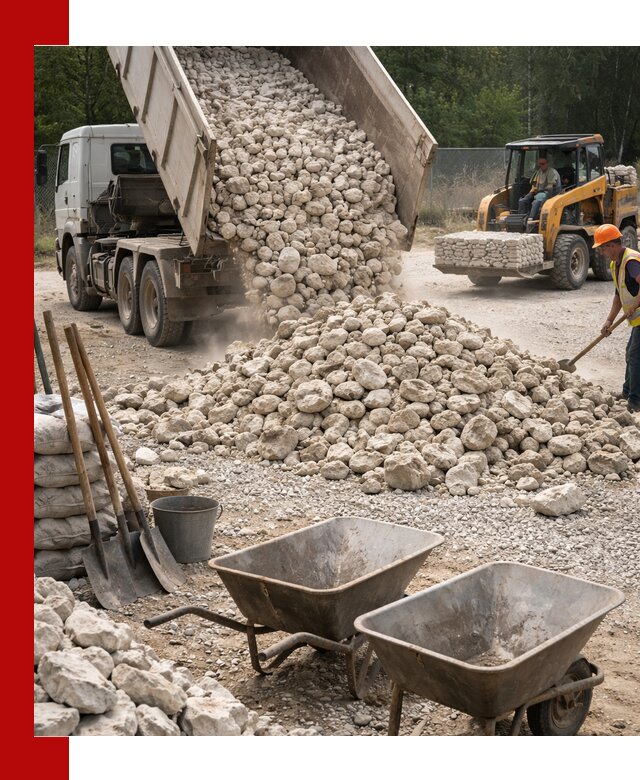 Доставка и продажа бутового известнякового камня в Алексине