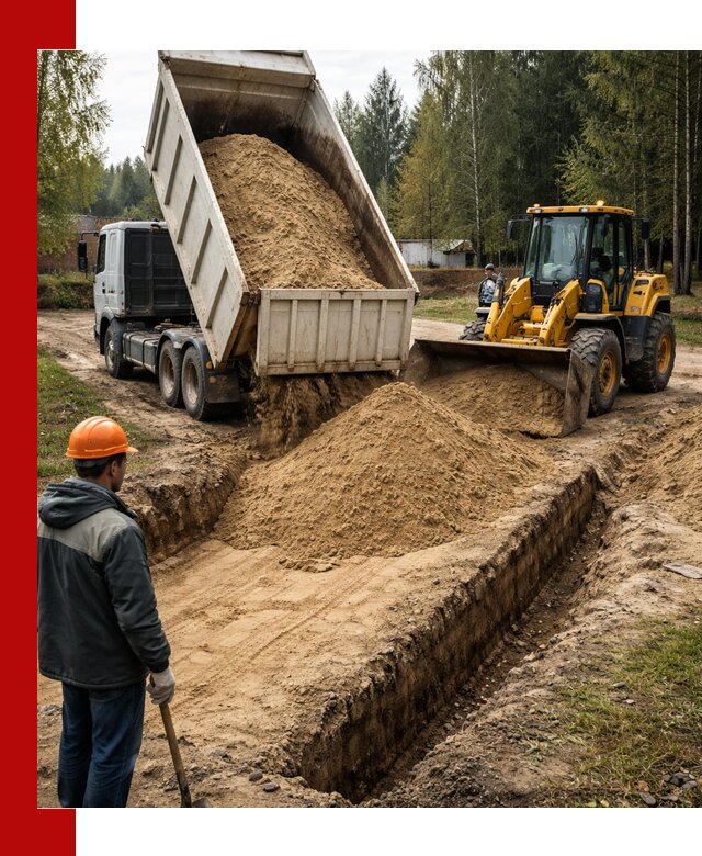 Доставка песчаного грунта в Алексине для строительных работ