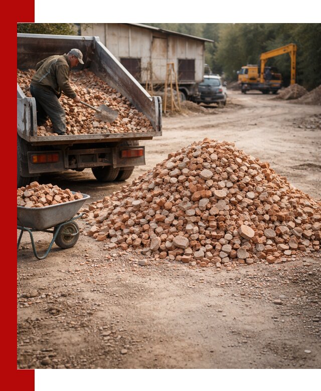 Доставка и подушка из боя кирпича с разгрузкой в Алексине