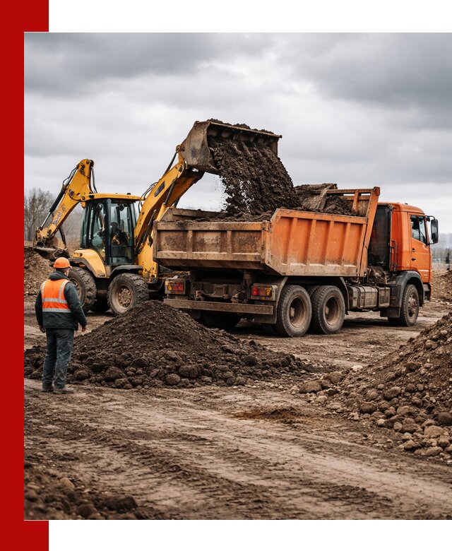 Вывоз грунта и строительного мусора в Алексине грузовыми самосвалами