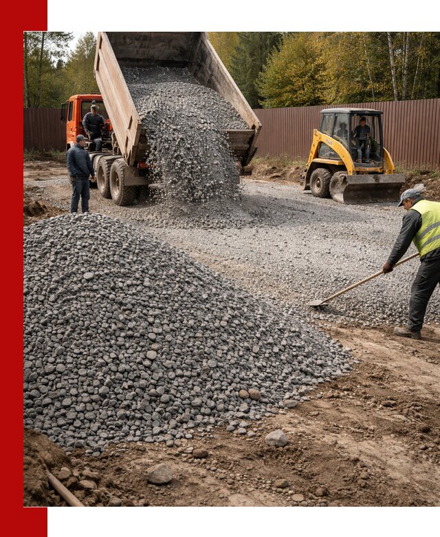 Отсыпка участка щебнем с доставкой и уплотнением в Алексине